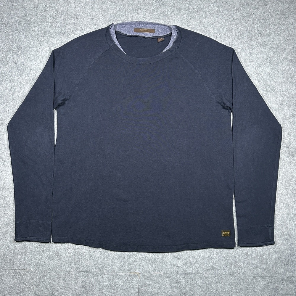 Scotch & Soda Amsterdam Couture Long Sleeve Shirt Men's XL Navy Blue Layered